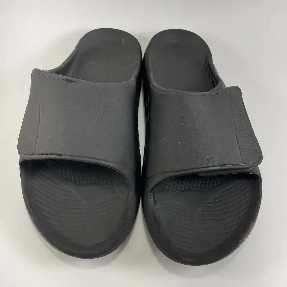 Oofos Ooahh Sport Flex Slide Sandals Mens Size 8 Black Comfort Recovery W10